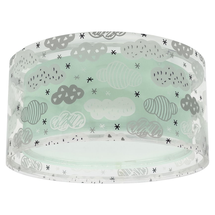 Dalber 41416H - Detské stropné svietidlo CLOUDS 2xE27/60W/230V zelená