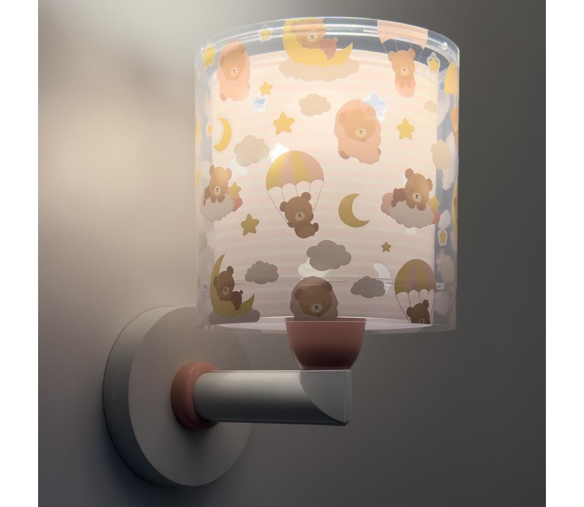 Dalber 41579S - Detské nástenné svietidlo BABY TEDDY 1xE27/15W/230V ružové 41579S