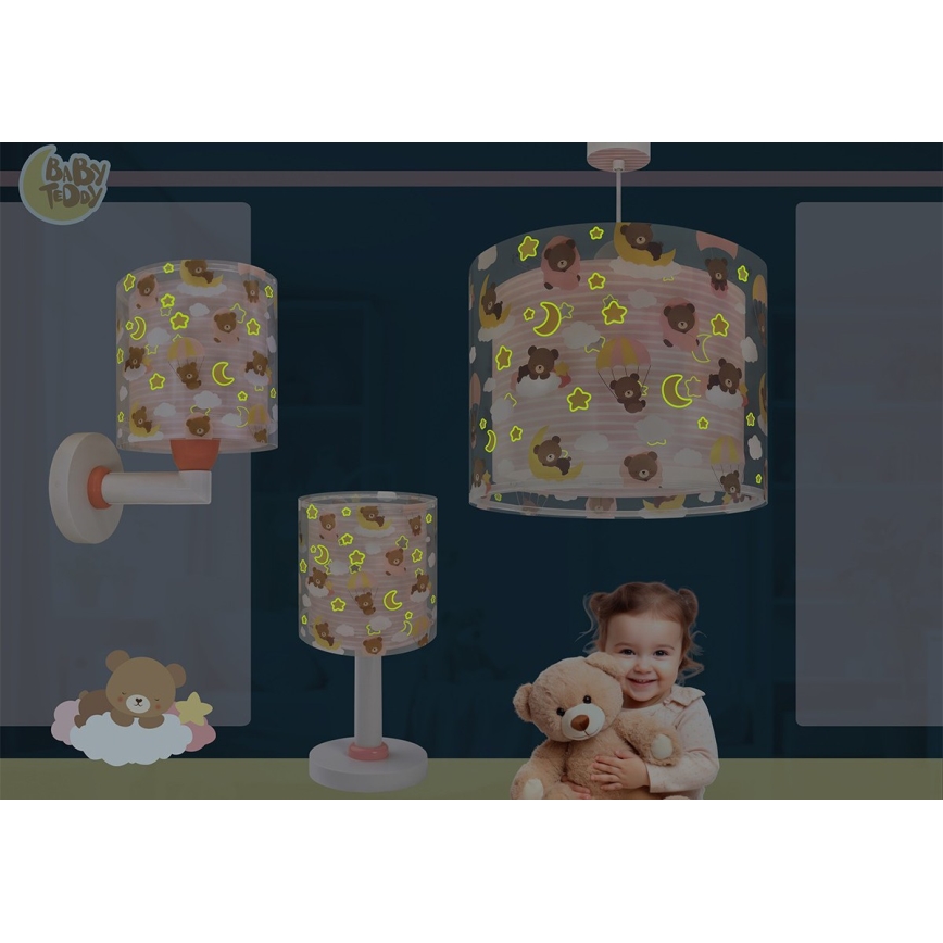 Dalber 41579S - Detské nástenné svietidlo BABY TEDDY 1xE27/15W/230V ružové