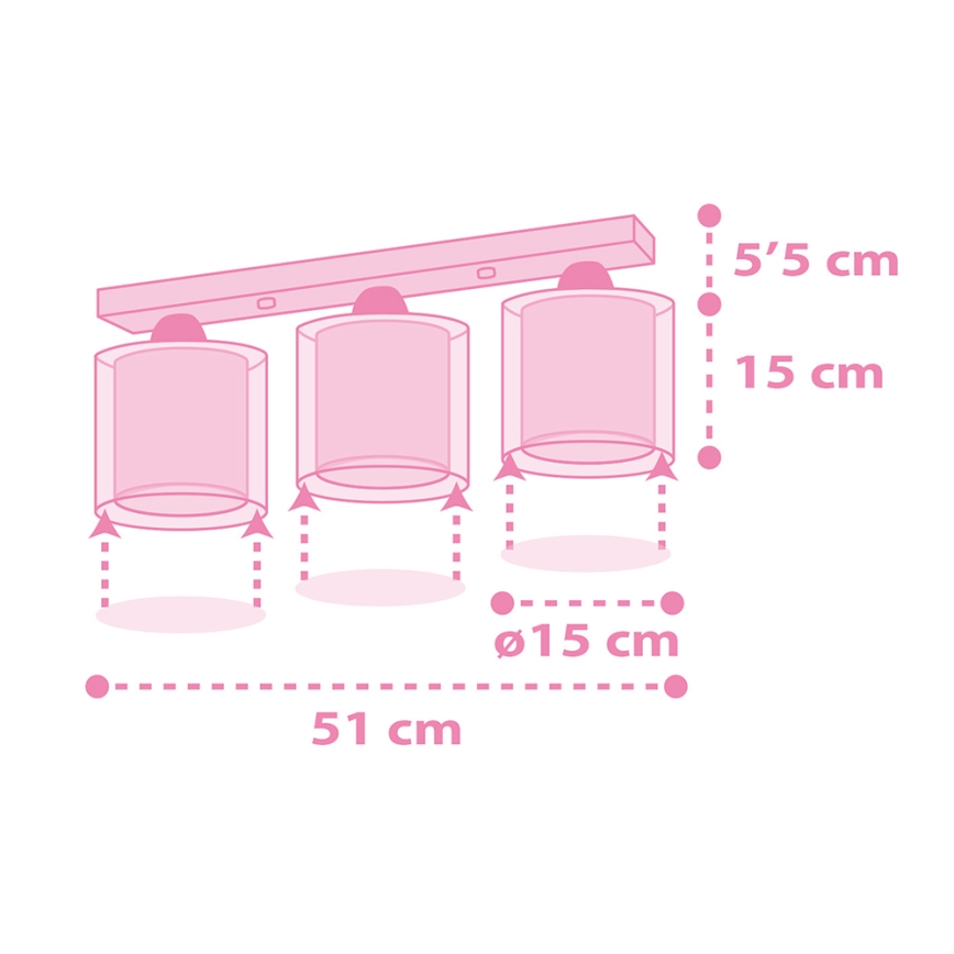 Dalber 41593 - Detské stropné svietidlo UNICORNS 3xE27/60W/230V