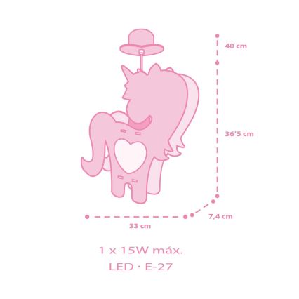 Dalber 41597 - Detský luster UNICORN 1xE27/15W/230V