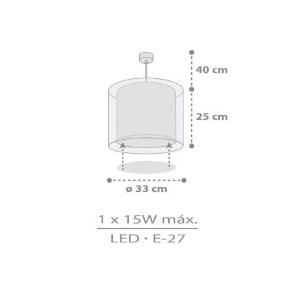 Dalber 41762E - Detský luster KAWAII FRIENDS 1xE27/15W/230V sivý