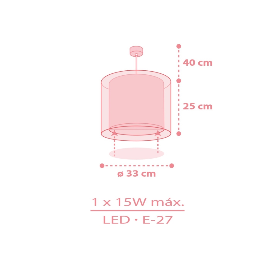 Dalber 41762S - Detský luster KAWAII FRIENDS 1xE27/15W/230V ružový