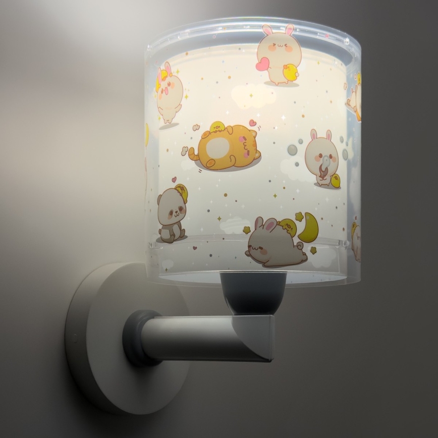 Dalber 41769E - Detská nástenná lampa KAWAII FRIENDS 1xE27/15W/230V šedá