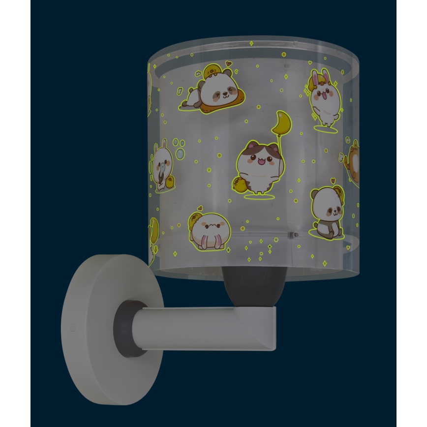 Dalber 41769E - Detská nástenná lampa KAWAII FRIENDS 1xE27/15W/230V šedá