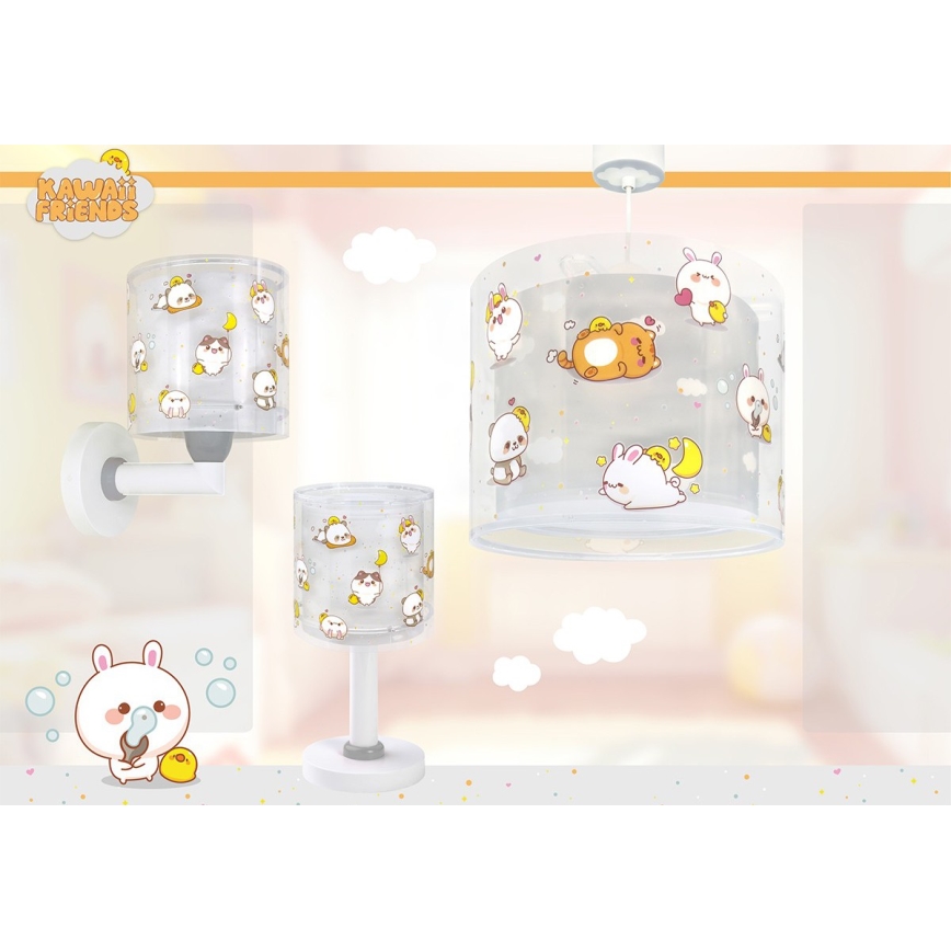Dalber 41769E - Detská nástenná lampa KAWAII FRIENDS 1xE27/15W/230V šedá