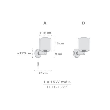 Dalber 41769E - Detská nástenná lampa KAWAII FRIENDS 1xE27/15W/230V šedá
