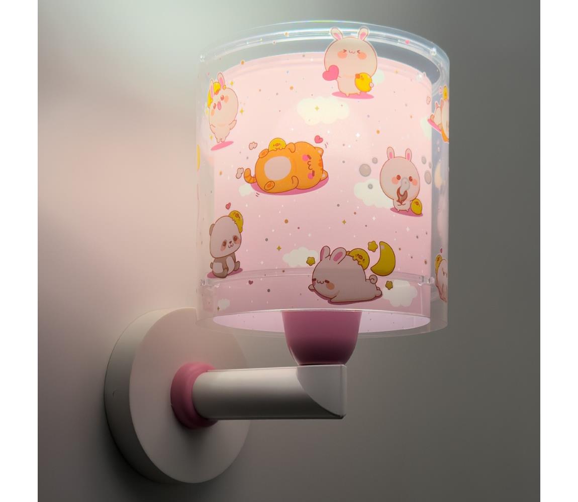 Dalber 41769S - Detská nástenná lampa KAWAII FRIENDS 1xE27/15W/230V ružová 41769S