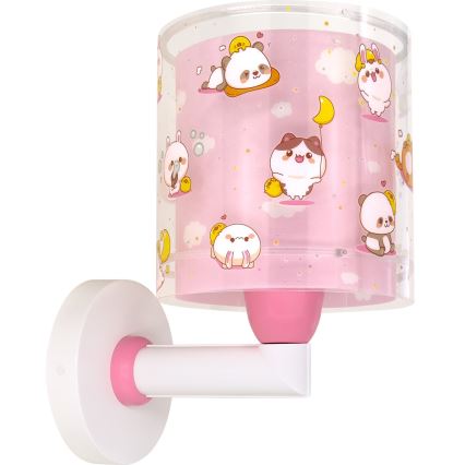 Dalber 41769S - Detská nástenná lampa KAWAII FRIENDS 1xE27/15W/230V ružová