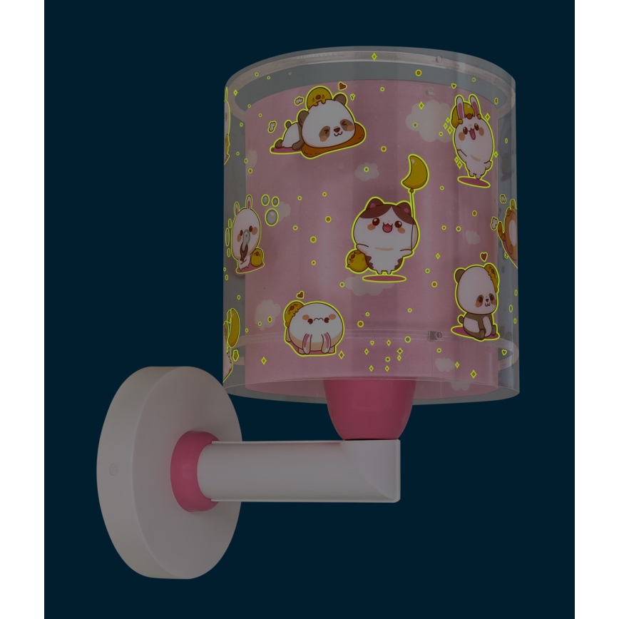 Dalber 41769S - Detská nástenná lampa KAWAII FRIENDS 1xE27/15W/230V ružová