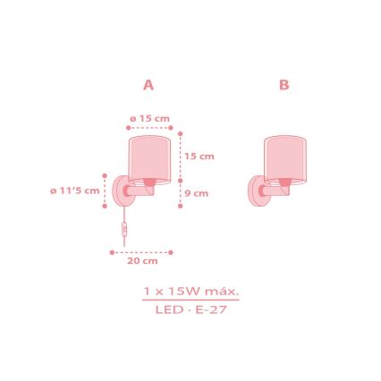 Dalber 41769S - Detská nástenná lampa KAWAII FRIENDS 1xE27/15W/230V ružová