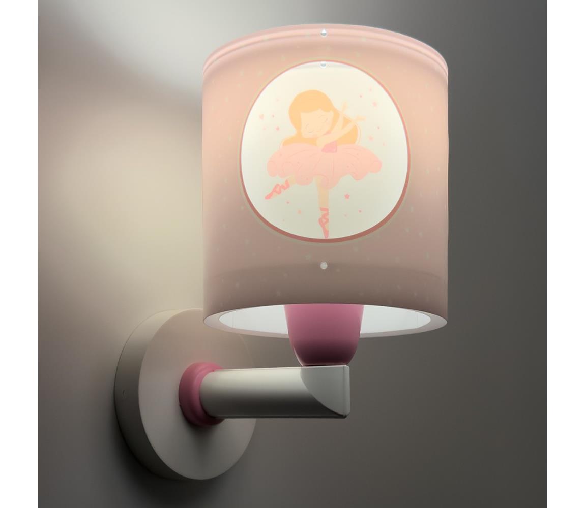 Dalber 60919 - Detská nástenná lampa PRINCESS DANCE 1xE27/15W/230V ružová 60919