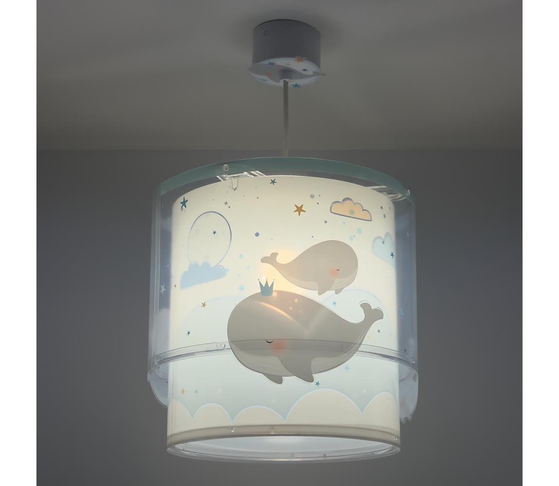 Dalber Dalber 61172T - Detský luster WHALE DREAMS 1xE27/15W/230V modrá
