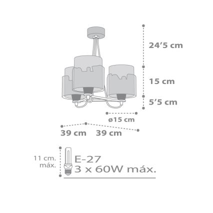 Dalber 61687 - Detský luster BABY TRAVEL 3xE27/60W/230V