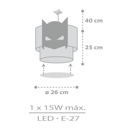 Dalber 61802 - Detský luster DARK HERO 1xE27/15W/230V