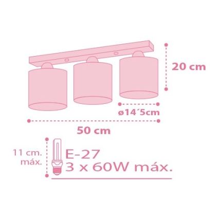 Dalber 62003S - Detské stropné svietidlo COLORS 3xE27/60W/230V