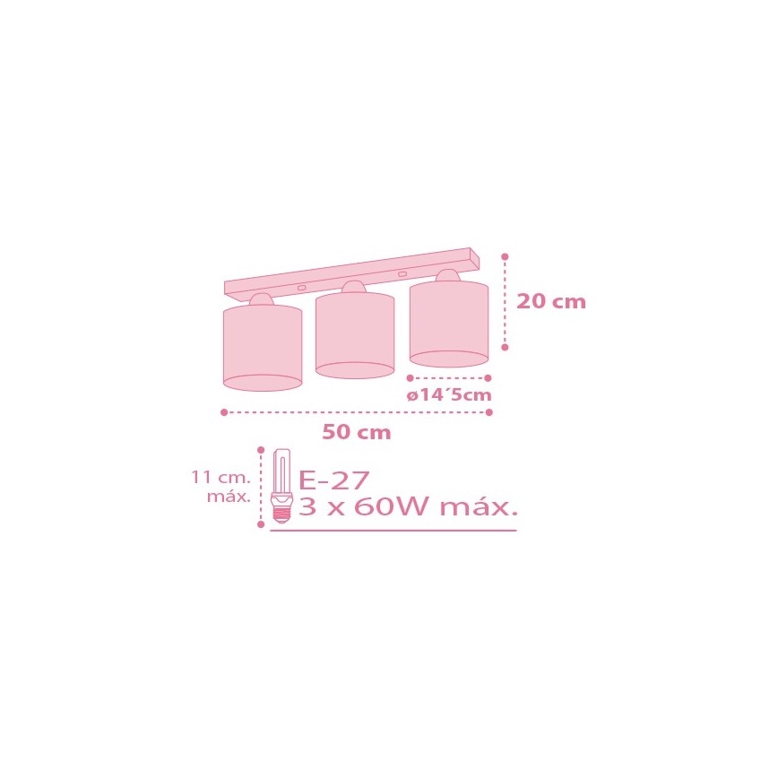Dalber 62003S - Detské stropné svietidlo COLORS 3xE27/60W/230V