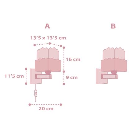 Dalber 63169S - Detské nástenné svietidlo PANDA 1xE27/60W/230V ružová