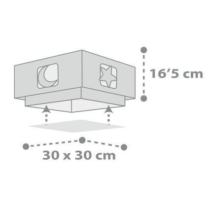 Dalber 63236E - Detské stropné svietidlo MOONLIGHT 2xE27/60W/230V šedá