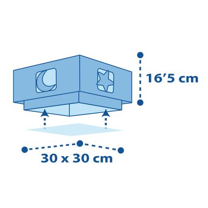 Dalber 63236T - Detské stropné svietidlo MOONLIGHT 2xE27/60W/230V modrá