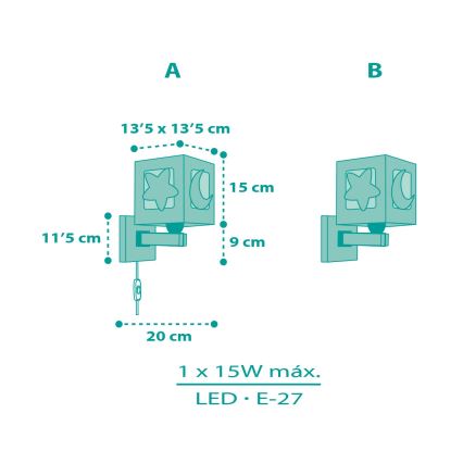Dalber 63239H - Detské nástenné svietidlo MOONLIGHT 1xE27/15W/230V zelená