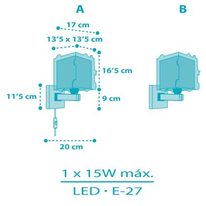 Dalber 63359 - Detské nástenné svietidlo ROCKET 1xE27/15W/230V