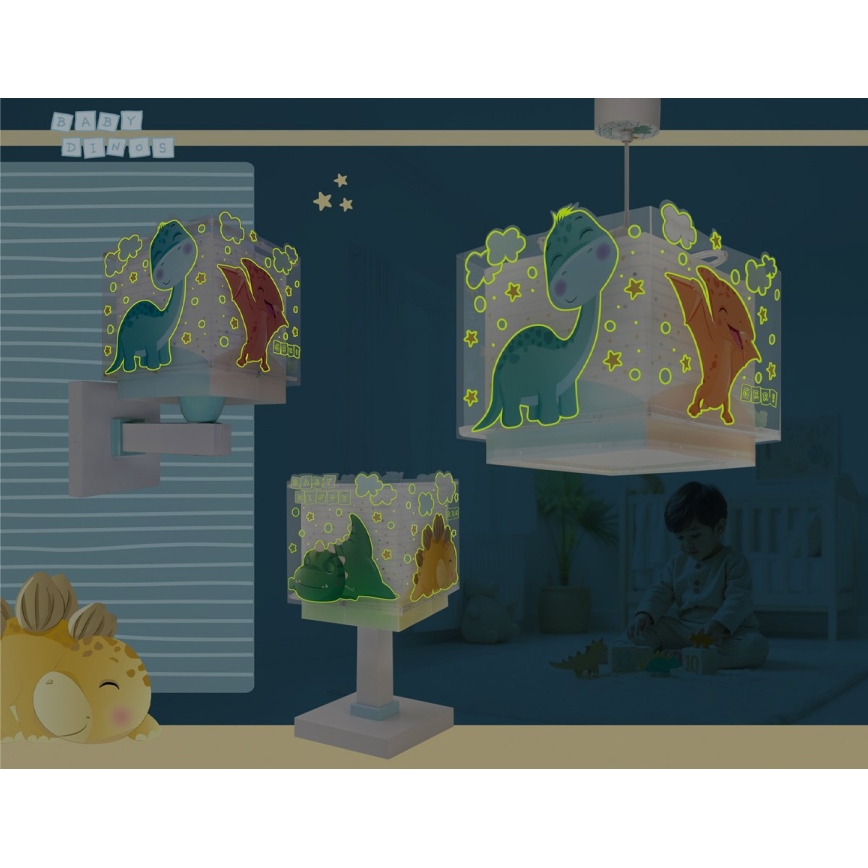 Dalber 63459 - Detská nástenná lampa BABY DINOS 1xE27/15W/230V pestrofarebná