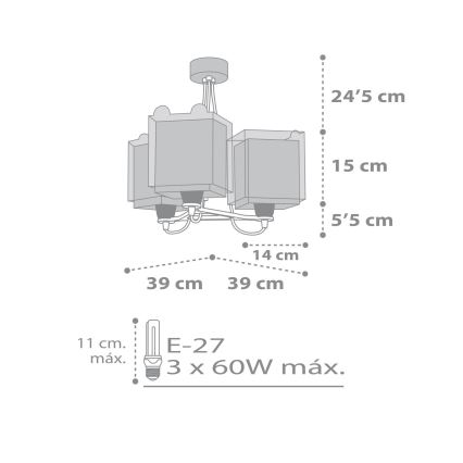 Dalber 64577 - Detský luster LITTLE TEDDY 3xE27/60W/230V