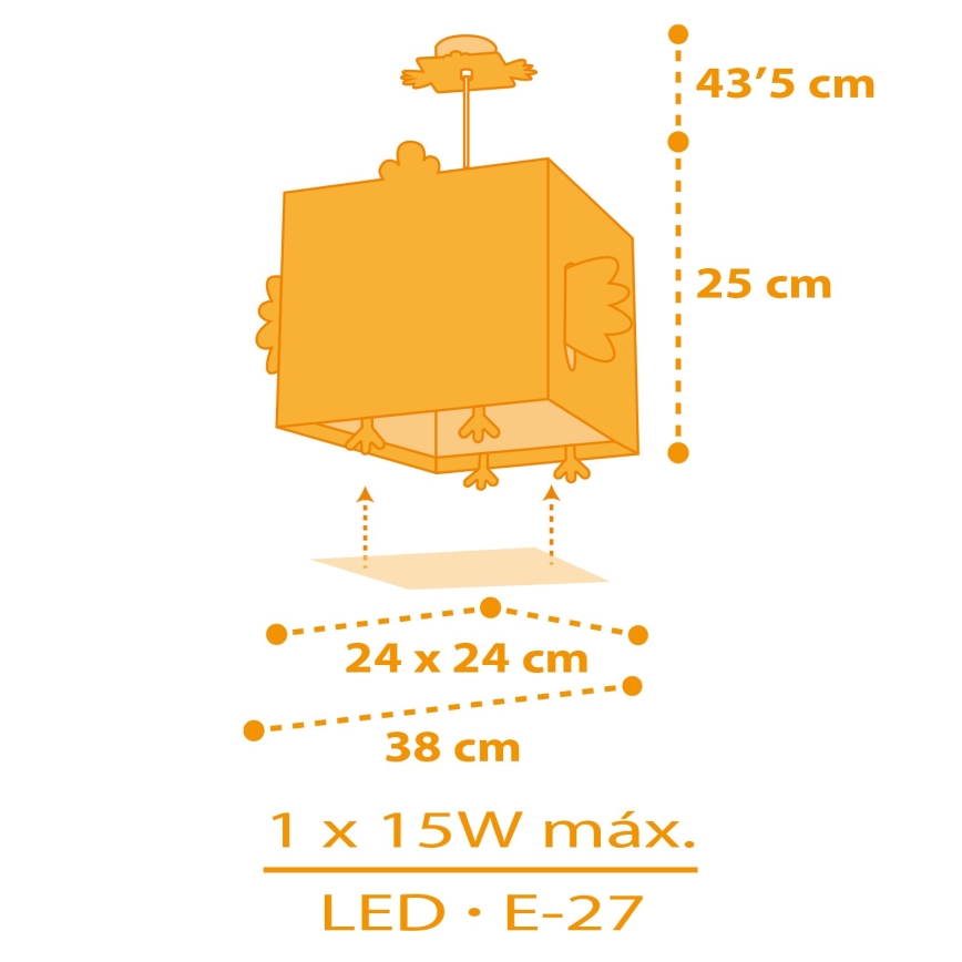 Dalber 64642 - Detský luster LITTLE CHICKEN 1xE27/15W/230V