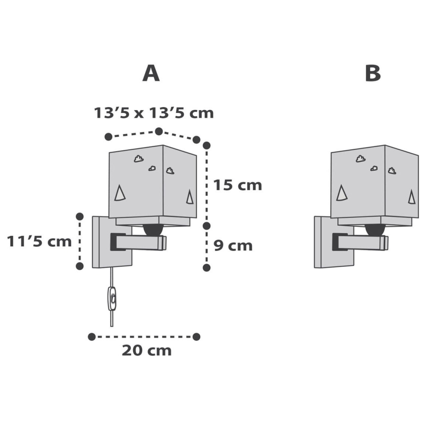 Dalber 73249 - Detské nástenné svietidlo HELLO LITTLE 1xE27/60W/230V
