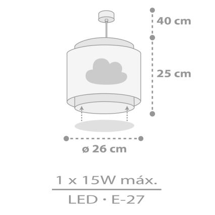 Dalber 76012E - Detský luster BABY DREAMS 1xE27/15W/230V šedá