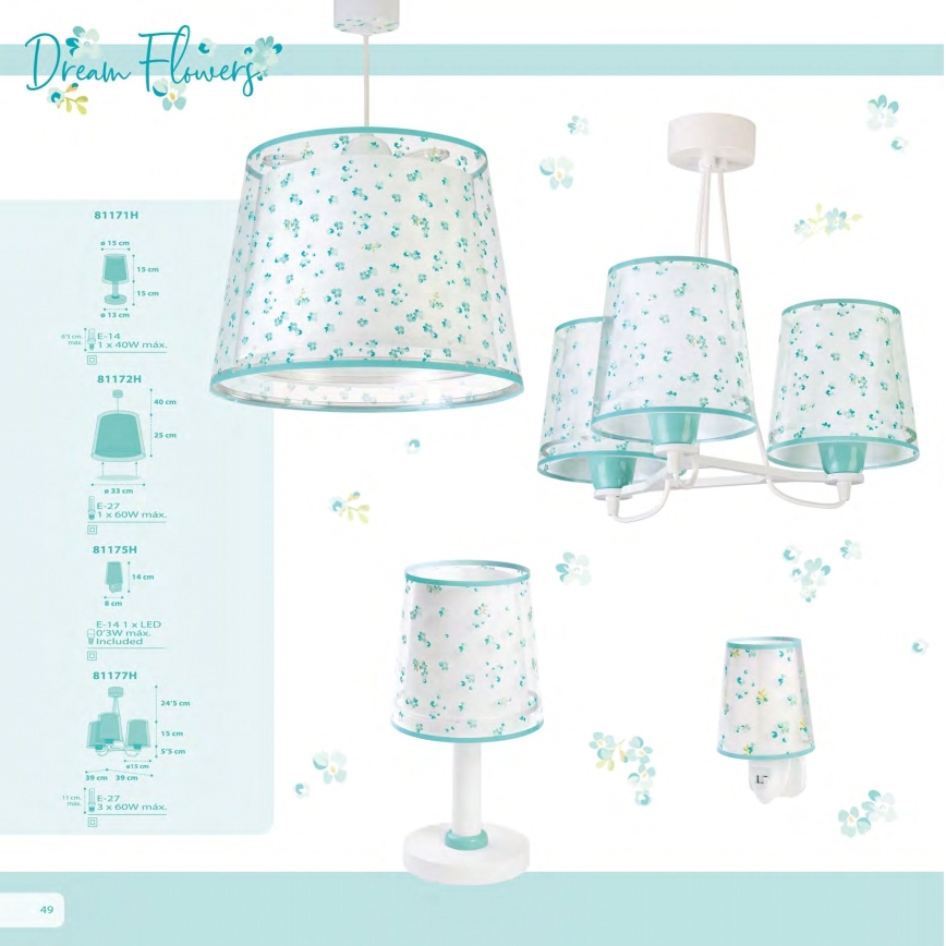 Dalber 81171H - Detská lampička DREAM FLOWERS 1xE14/40W/230V