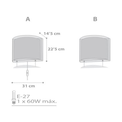 Dalber 81198E - Detské nástenné svietidlo LIGHT FEELING 1xE27/60W/230V