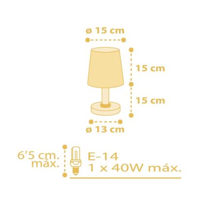 Dalber 82211A - Detská lampička STAR LIGHT 1xE14/40W/230V žltá