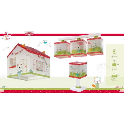 Dalber D-11673 - Detské stropné svietidlo MY SWEET HOME 3xE27/60W/230V