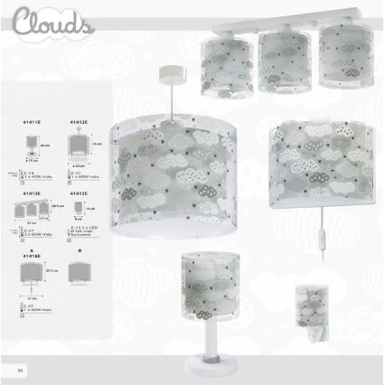 Dalber D-41413E - Detské stropné svietidlo CLOUDS 3xE27/60W/230V