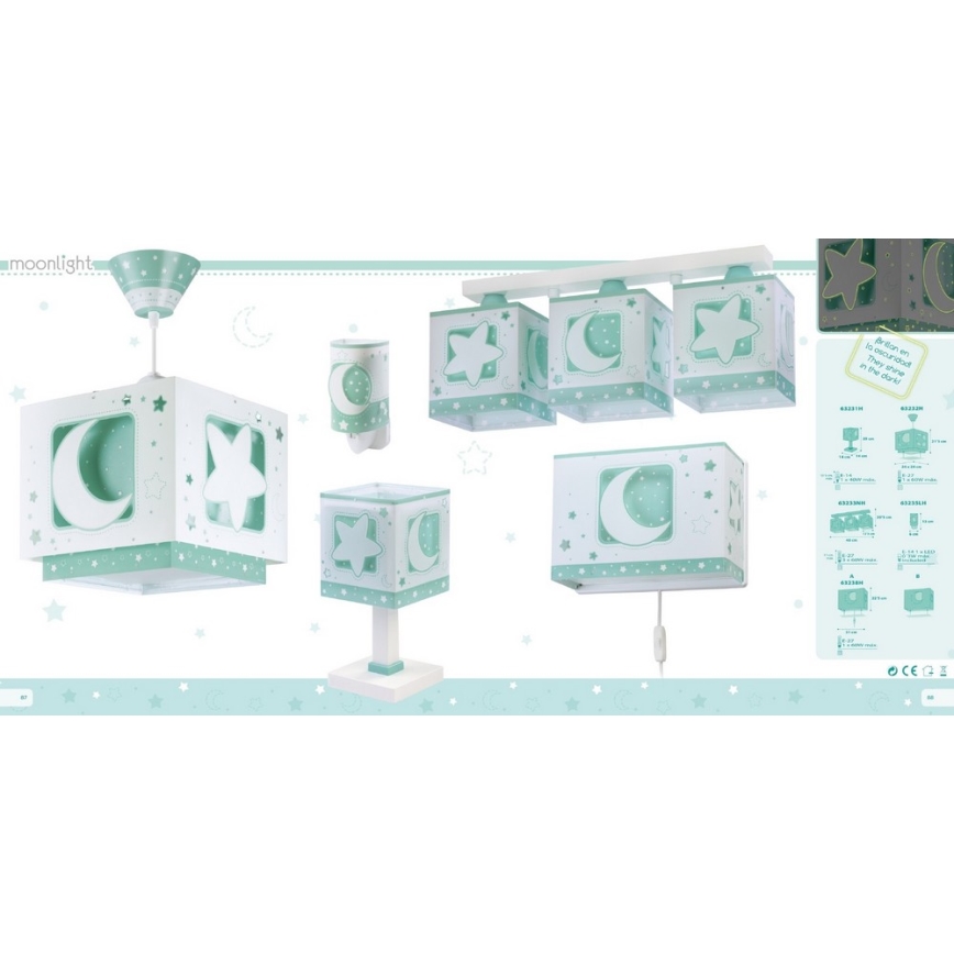 Dalber D-63233NH - Detské stropné svietidlo MOONLIGHT 3xE27/60W/230V