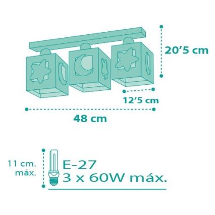 Dalber D-63233NH - Detské stropné svietidlo MOONLIGHT 3xE27/60W/230V