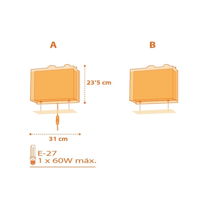 Dalber D-73458 - Detské nástenné svietidlo DINOS 1xE27/60W/230V