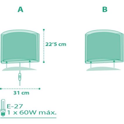 Dalber D-80228H - Detské nástenné svietidlo VICHY 1xE27/60W/230V