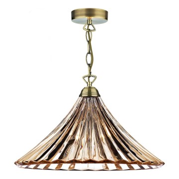 Där Lighting ARD866 - Luster na reťazi ARDECHE 1xE27/60W/230V mosadz/dymová hnedá