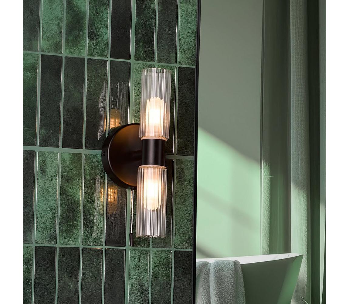 Där Lighting Där Lighting BOL0922 - Kúpeľňové nástenné svietidlo BOLTON 2xG9/5W/230V IP44 čierne BOL0922