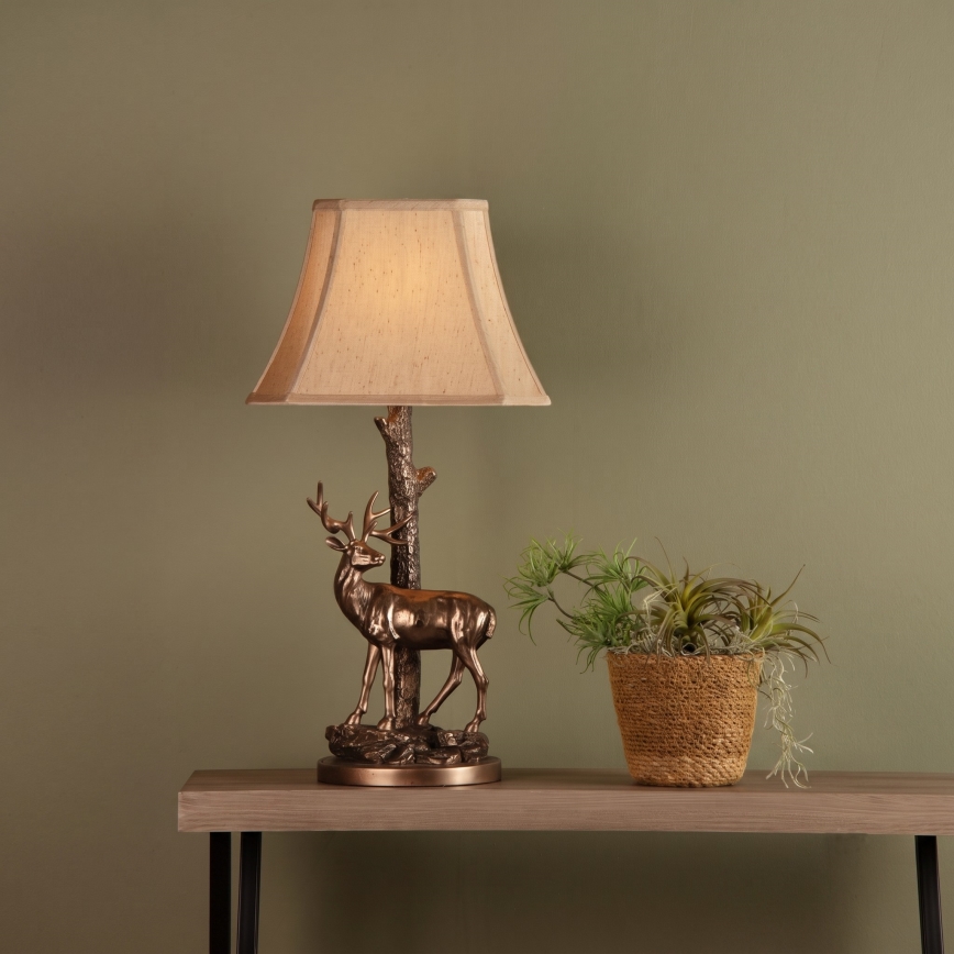 Där Lighting GUL5545-X - Stolná lampa GULLIVER 1xE27/60W/230V béžová/bronzová