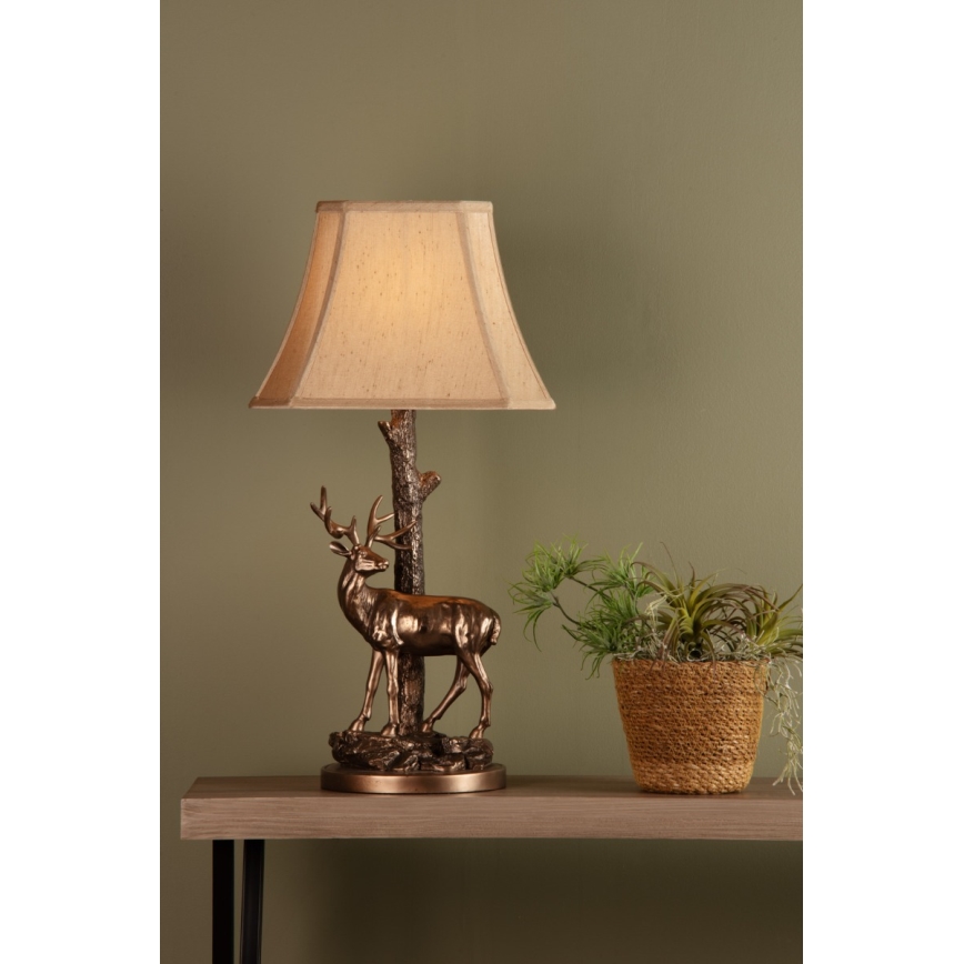 Där Lighting GUL5545-X - Stolná lampa GULLIVER 1xE27/60W/230V béžová/bronzová