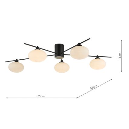 Där Lighting JAS5422 - Prisadené stropné svietidlo JASPER 5xG9/25W/230V čierne