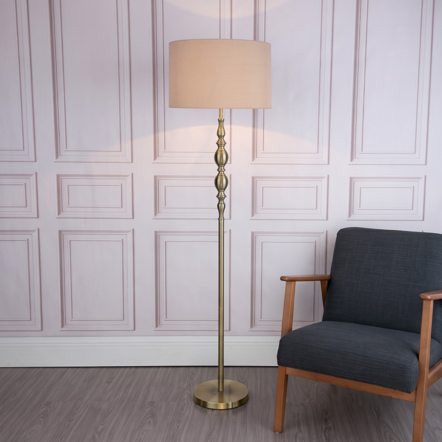 Där Lighting MAD4975 - Stojacia lampa MADRID 1xE27/60W/230V hnedá/mosadz