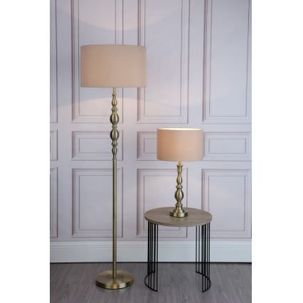 Där Lighting MAD4975 - Stojacia lampa MADRID 1xE27/60W/230V hnedá/mosadz