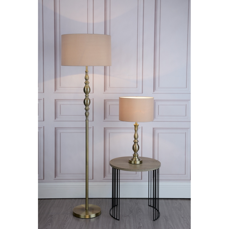 Där Lighting MAD4975 - Stojacia lampa MADRID 1xE27/60W/230V hnedá/mosadz