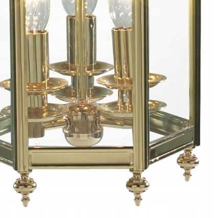 Där Lighting MOO0340 - Závesný luster MOORGATE na reťazi, 3×E14/60W/230V, mosadz