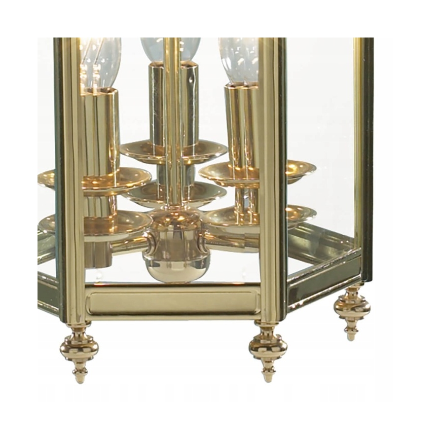 Där Lighting MOO0340 - Závesný luster MOORGATE na reťazi, 3×E14/60W/230V, mosadz